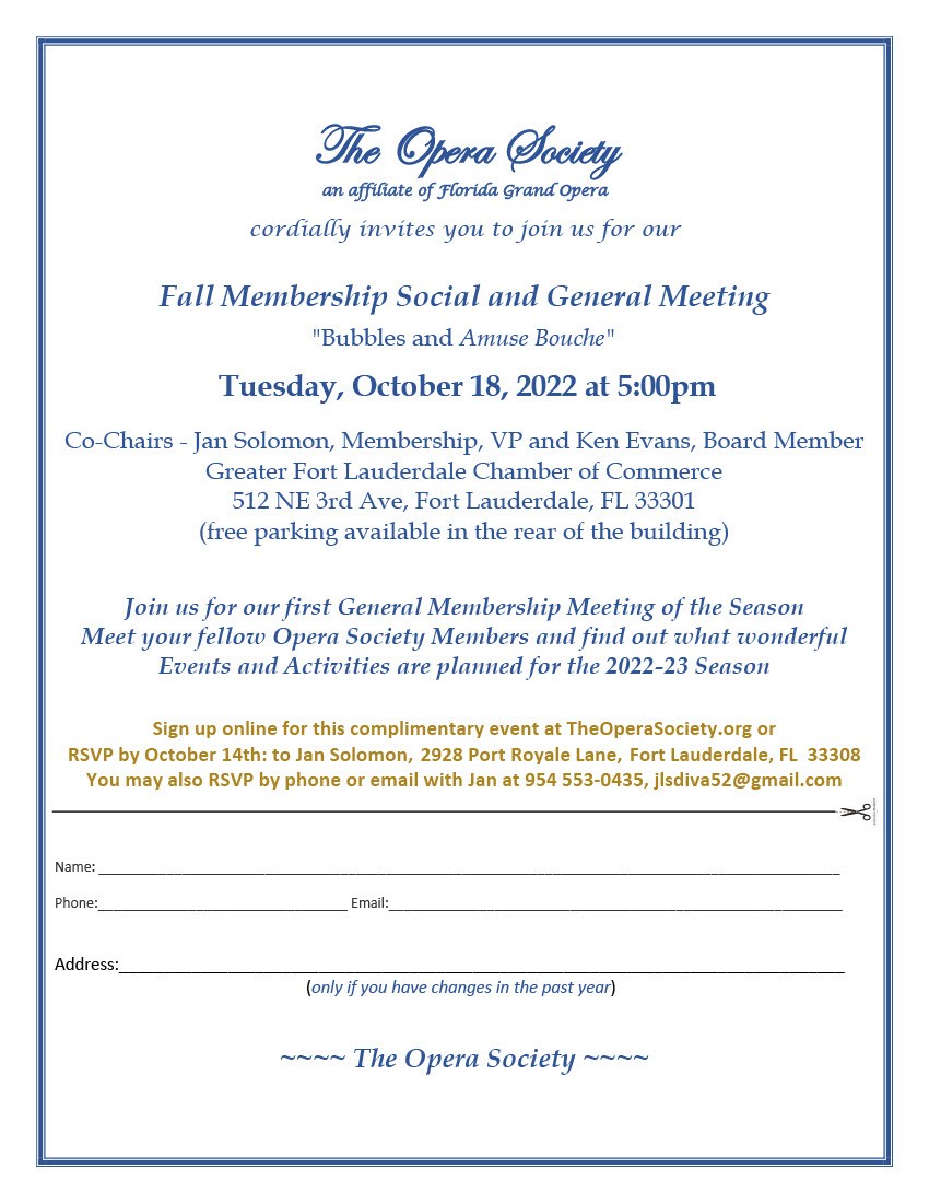 Fall Membership Social and General Meeting